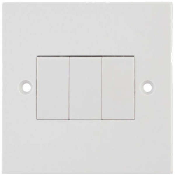 Selectric White 3 Gang 2 Way 10A Switch