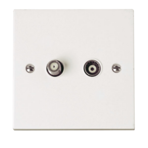 Click Polar 2 Gang Non-Isolated Coaxial & Satellite Outlet
