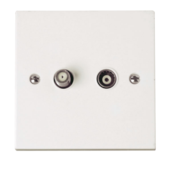 Click Polar 2 Gang Non-Isolated Coaxial & Satellite Outlet