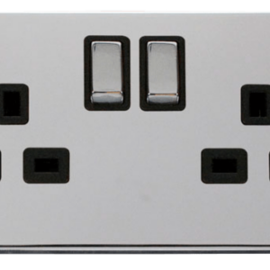 Click Deco Polished Chrome 2 Gang 13A DP Switched Socket