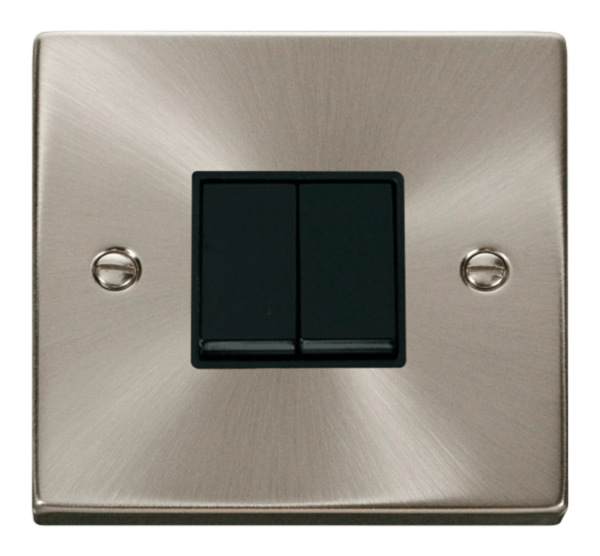 Click Deco Satin Chrome 2 Gang 2 Way 10Ax Switch