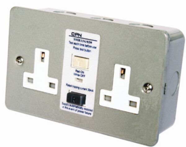 Cudis Metal 2 Gang 13A DP RCD Switched Socket