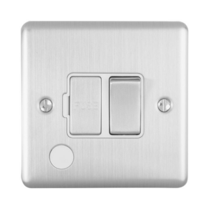 Eurolite Brushed Chrome Switched Fused Spur Flex Outelt White Insert