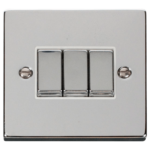 Click Deco Polished Chrome 3 Gang 2 Way Light Switch