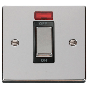 Click Deco Polished Chrome 1 Gang 45A DP Switch Neon