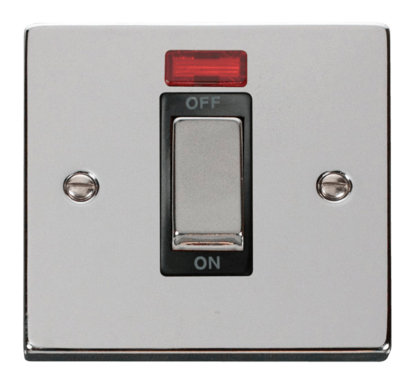 Click Deco Polished Chrome 1 Gang 45A DP Switch Neon