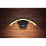 Curve Dark Grey IP54 8w PIR Wall Light 3000k
