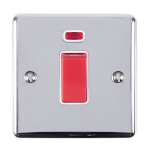 Eurolite Polished Chrome 1 Gang 45A DP Switch Neon White Insert