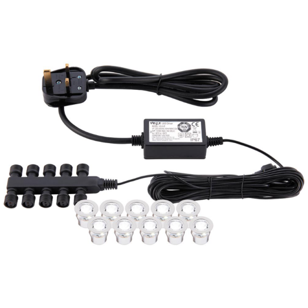 Saxby White IP67 10 3 LED Decking Kit
