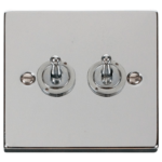 Click Deco Polished Chrome 2 Gang 2 Way 10Ax Toggle Switch