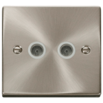 Click Deco Satin Chrome 2 Gang Non Isolated Coaxial Socket