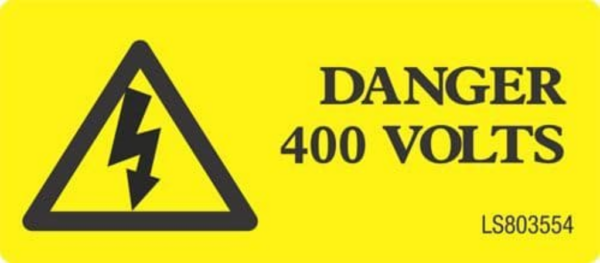 Danger 400 Volts With Traingle Label