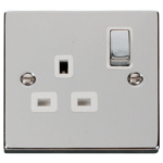Click Deco Polished Chrome 1 Gang 13A DP Switched Socket