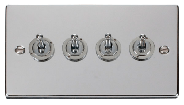 Click Deco Polished Chrome 4 Gang 2 Way 10Ax Toggle Switch