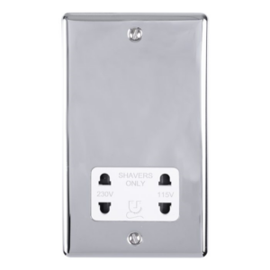 Eurolite Polished Chrome Dual Voltage Shaver Socket White Insert