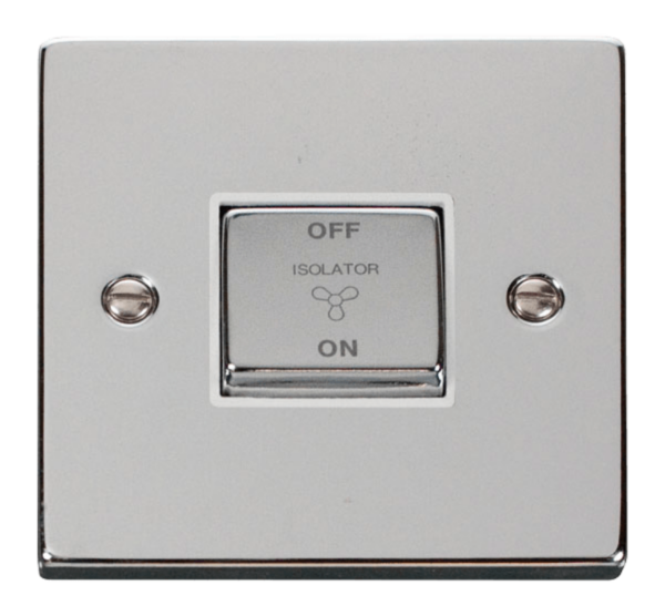 Click Deco Polished Chrome 1 Gang TP Fan Isolator Switch