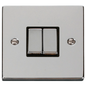 Click Deco Polished Chrome 2 Gang 2 Way Light Switch
