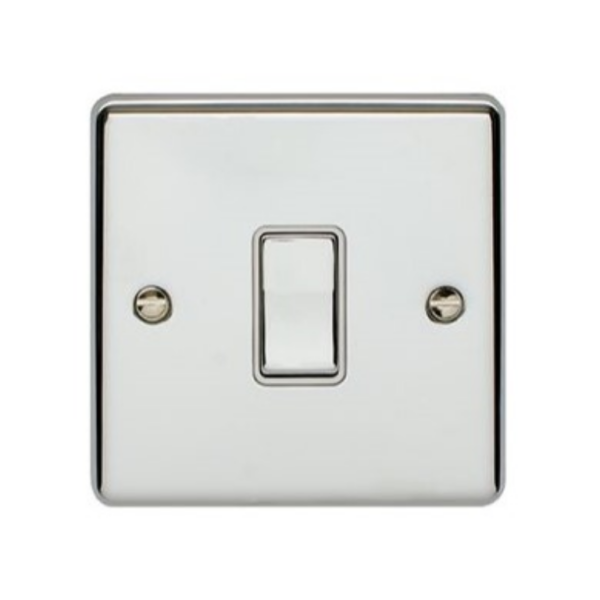 Eurolite Polished Chrome 1 Gang Intermediate Switch White Insert