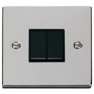 Click Deco Polished Chrome 2 Gang 2 Way Light Switch