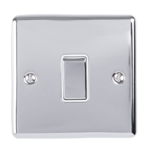 Eurolite Polished Chrome 1 Gang 2 Way Switch White Insert