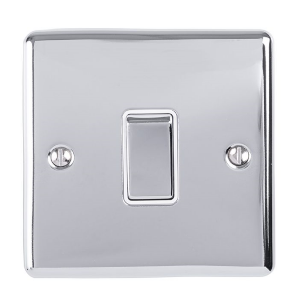 Eurolite Polished Chrome 1 Gang 2 Way Switch White Insert