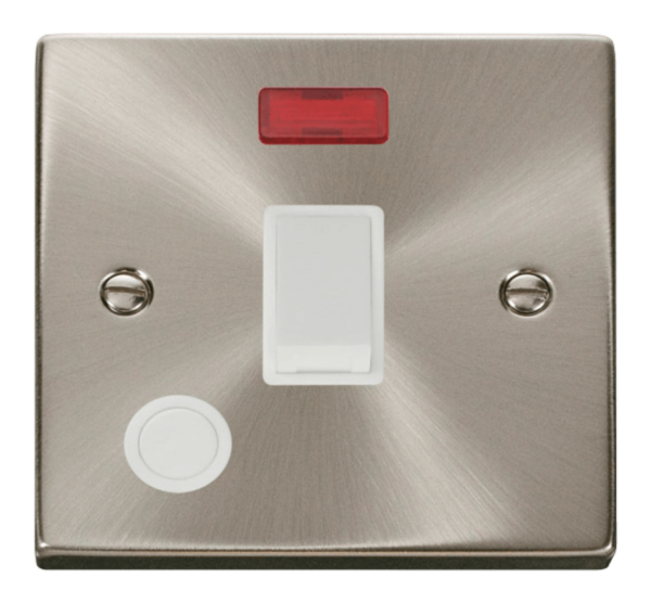 Click Deco Satin Chrome 1 Gang 20A DP Switch Flex Outlet Neon