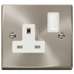 Click Deco Satin Chrome 1 Gang 13A DP Switched Socket