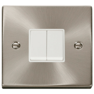 Click Deco Satin Chrome 2 Gang 2 Way 10Ax Switch
