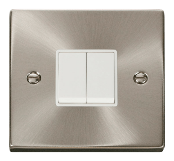 Click Deco Satin Chrome 2 Gang 2 Way 10Ax Switch