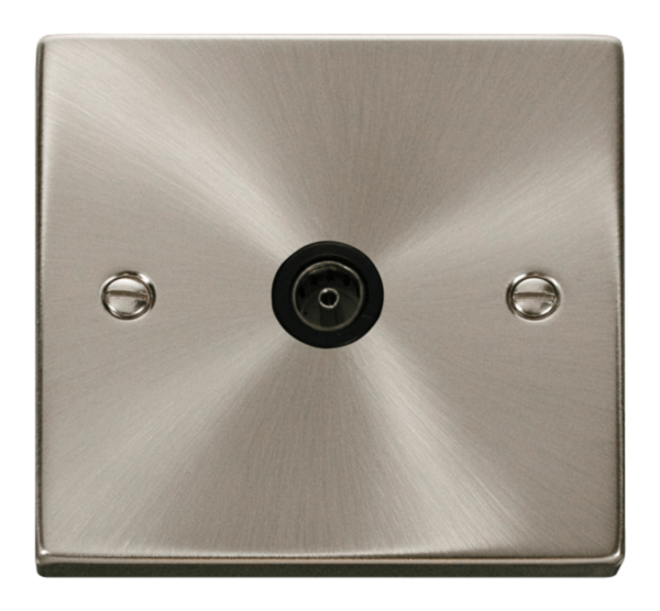 Click Deco Satin Chrome 1 Gang Non Isolated Coaxial Socket