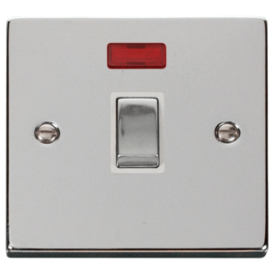 Click Deco Polished Chrome 1 Gang 20A DP Switch Neon