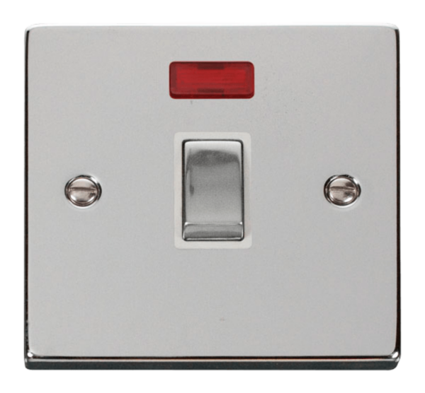 Click Deco Polished Chrome 1 Gang 20A DP Switch Neon