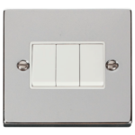 Click Deco Polished Chrome 3 Gang 2 Way Light Switch