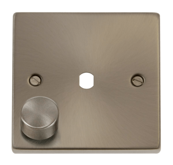 Click Deco Satin Chrome 1 Gang Dimmer Plate & Knob