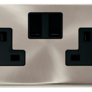 Click Deco Satin Chrome 2 Gang 13A DP Switched Socket