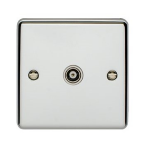 Eurolite Polished Chrome 1 Gang Coaxial Socket White Insert