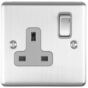 Eurolite Brushed Chrome 1 Gang Socket Grey Insert